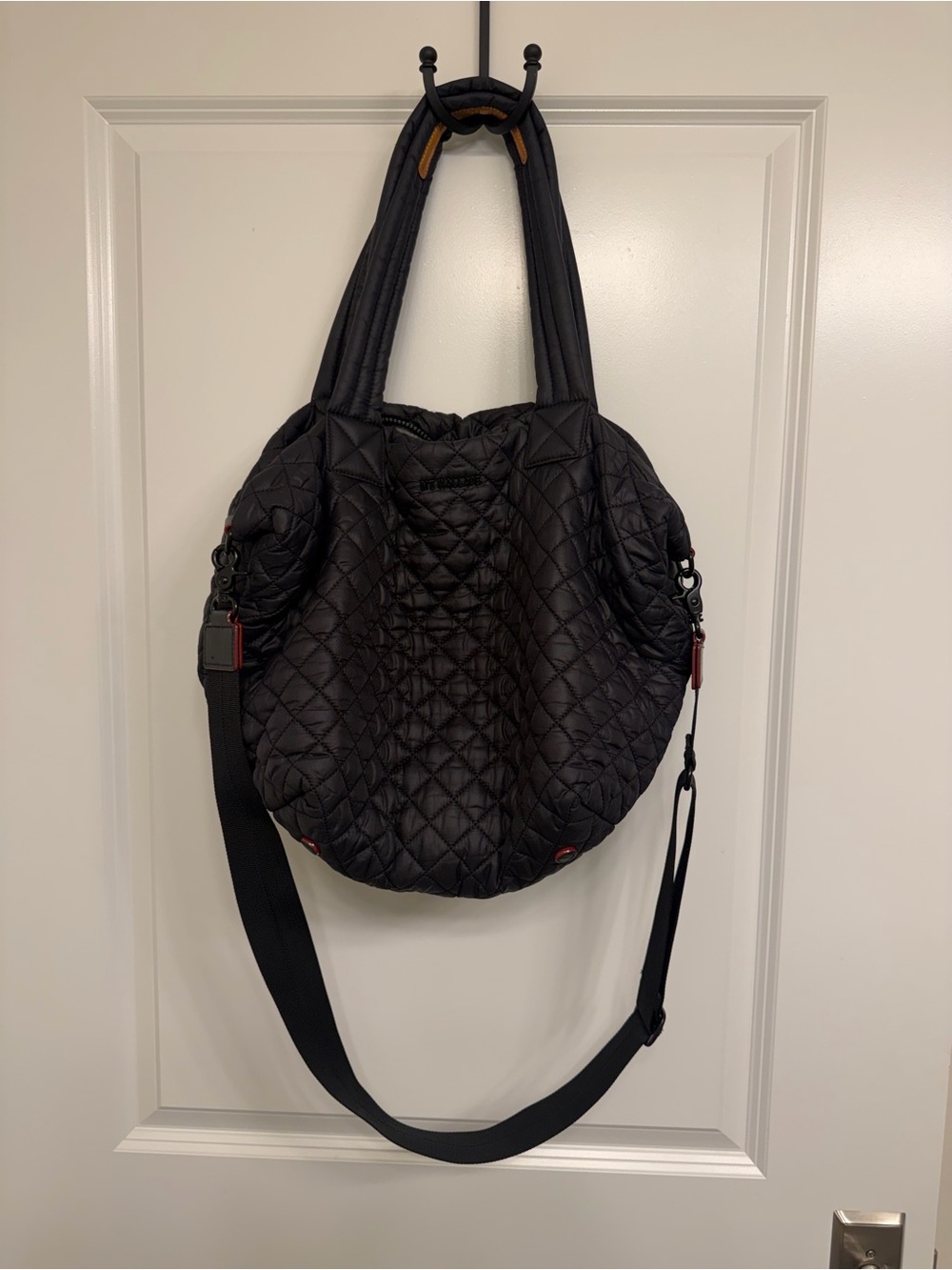 MZ Wallace Quilted Black Shoulder Bag with Detachable Strap